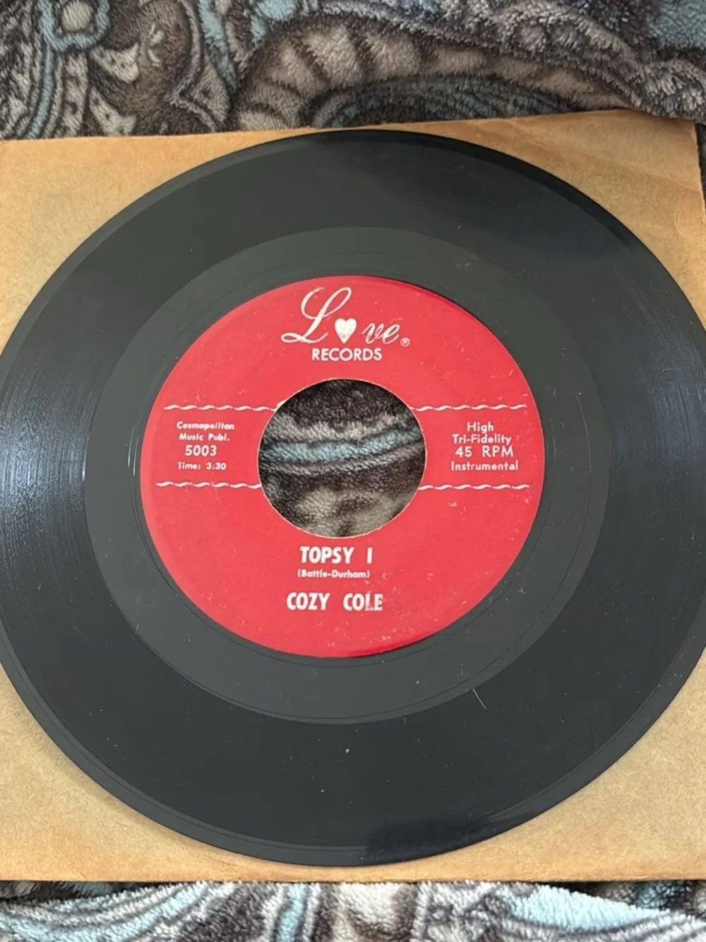 Topsy l Topsy ll by Cozy Cole 1958 45RPM Vinyl Record
